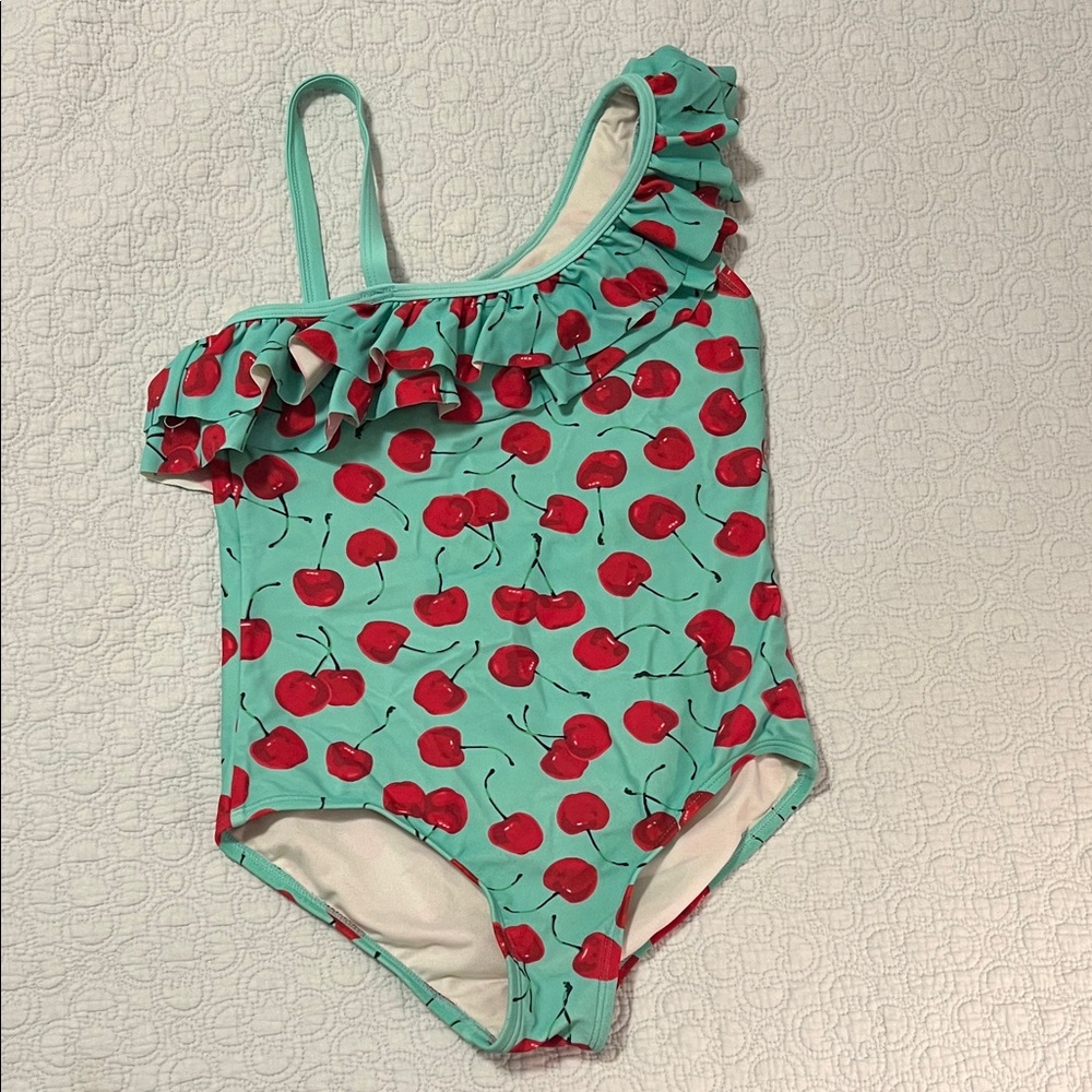 Cherry Print One-Shoulder Swimsuit